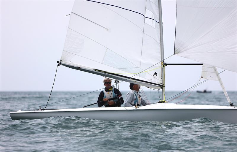 GBR 4107 on the final downwind leg during Race 5 on day 3 of the 2025 Flying Fifteen Worlds at the WPNSA - photo © Mark Jardine