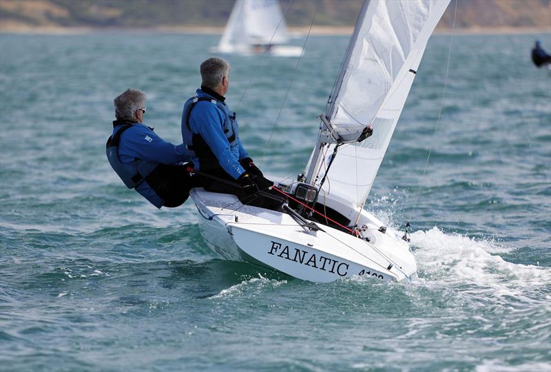 Race 9 - GBR 4100 on the first upwind leg on day 5 of the 2025 Flying Fifteen Worlds at the WPNSA photo copyright Mark Jardine taken at Weymouth & Portland National Sailing Academy and featuring the Flying Fifteen class