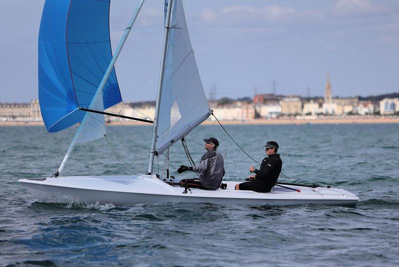 Race 9 - GBR 4112 first downwind leg on day 5 of the 2025 Flying Fifteen Worlds at the WPNSA - photo © Mark Jardine