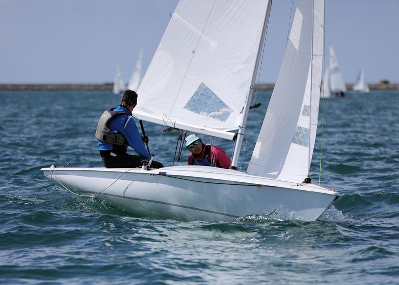 Race 9 - HKG 4017 on the second upwind leg on day 5 of the 2025 Flying Fifteen Worlds at the WPNSA photo copyright Mark Jardine taken at Weymouth & Portland National Sailing Academy and featuring the Flying Fifteen class