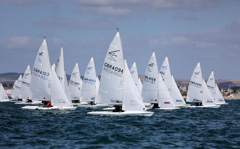 Race 9 - GBR 4094 soon after the start on day 5 of the 2025 Flying Fifteen Worlds at the WPNSA photo copyright Mark Jardine taken at Weymouth & Portland National Sailing Academy and featuring the Flying Fifteen class
