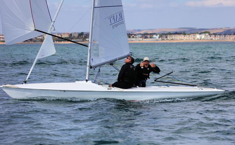 Race 9 - GBR 3904 on the first downwind leg on day 5 of the 2025 Flying Fifteen Worlds at the WPNSA photo copyright Mark Jardine taken at Weymouth & Portland National Sailing Academy and featuring the Flying Fifteen class