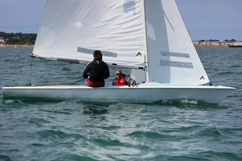 Race 9 - GBR 3286 on the second upwind leg on day 5 of the 2025 Flying Fifteen Worlds at the WPNSA photo copyright Mark Jardine taken at Weymouth & Portland National Sailing Academy and featuring the Flying Fifteen class