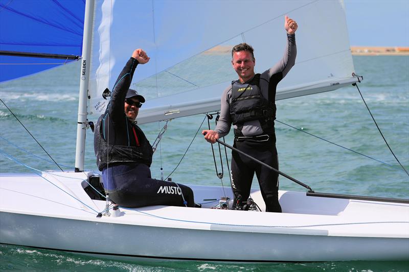 Graham Vials and Chris Turner win the 2025 Flying Fifteen Worlds at the WPNSA photo copyright Mark Jardine taken at Weymouth & Portland National Sailing Academy and featuring the Flying Fifteen class