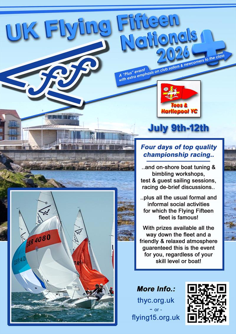 2026 Flying Fifteen National Championship Poster photo copyright Tees & Hartlepool YC taken at Tees and Hartlepool Yacht Club and featuring the Flying Fifteen class