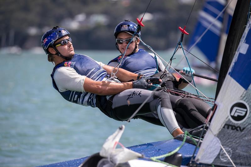 Young Sailors perform during Red Bull Foiling Generation on the Waitemata Harbour in Auckland, New Zealand on February 22, - photo © Graeme Murray