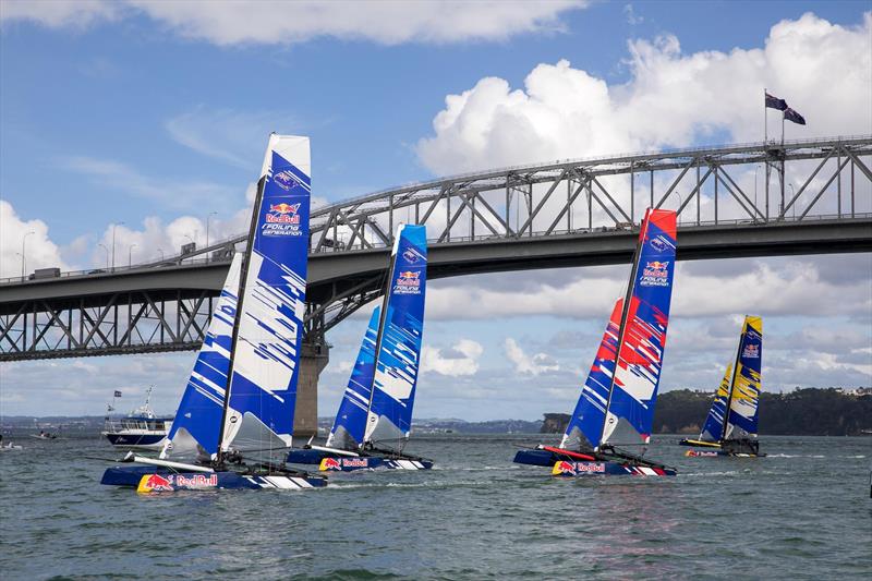 sailing-through-the-auckland-harbour-bridge photo copyright Graeme Murray taken at Royal New Zealand Yacht Squadron and featuring the Flying Phantom class