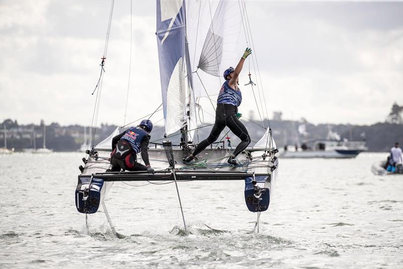 Young Sailors perform during Red Bull Foiling Generation on the Waitemata Harbour in Auckland, New Zealand on February 22, - photo © Graeme Murray