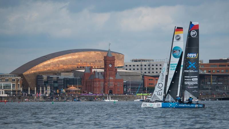 Extreme Sailing Series™ Cardiff 2018 - day one - Flying Phantoms photo copyright Patrick Condy taken at  and featuring the Flying Phantom class