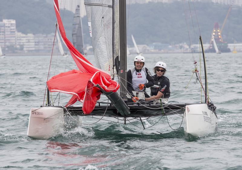 Mark Thornburrow (helm) ready for a crack at the Cariad Trophy (Hong Kong) photo copyright Guy Nowell / RHKYC taken at Royal Hong Kong Yacht Club and featuring the Flying Phantom class