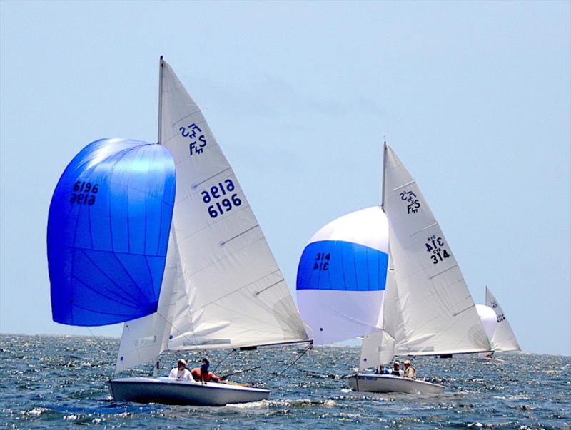 Zeke Horowitz and crew Jay Horowitz, father and son from Annapolis (6196) had perfect scores of 1-1-1=3  in qualifying races to lead top 15 boats into Championship Races. GYA 314 Van Rogers sailed by Van Rogers of Birmingham was a close second 2-1-3=6 photo copyright Talbot Wilson taken at Pensacola Yacht Club and featuring the Flying Scot class