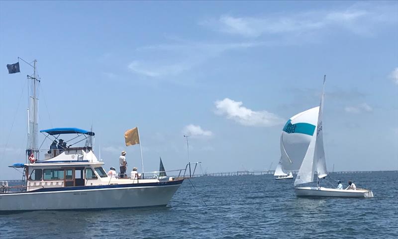 The leaders in the Challenger Division after two races are in in first, were Steve and Rene Comen (1-2=3) photo copyright Talbot Wilson taken at Pensacola Yacht Club and featuring the Flying Scot class