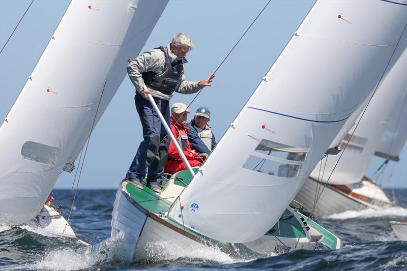 Gold Cup defender Per Jørgensen and his Danish crew at Kiel Week 2017 photo copyright Kieler Woche / ChristianBeeck.de taken at Kieler Yacht Club and featuring the Folkboat class