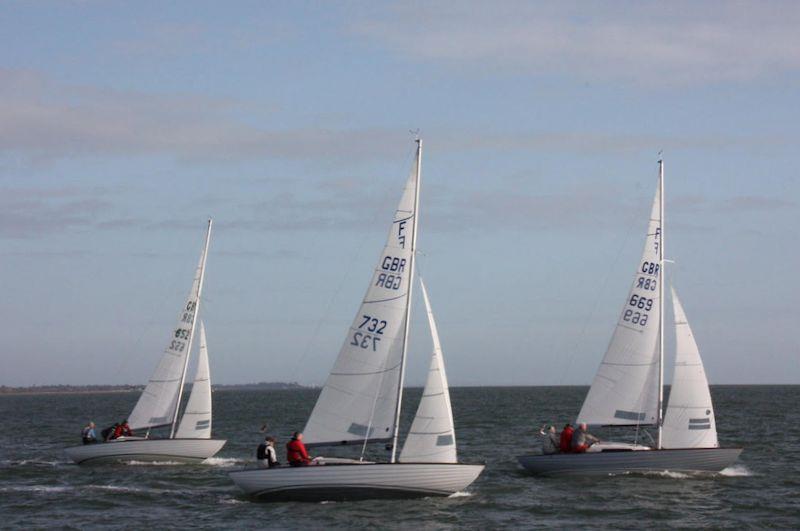 Folkboats in close combat - Lymington Town SC Solent Circuit 2022 photo copyright Nick Hopwood taken at Lymington Town Sailing Club and featuring the Folkboat class