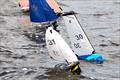 Peter Jackson (30) sailing his balanced una rigged F Plan gets away to the best start - Footy National Championship at Frensham © Roger Stollery