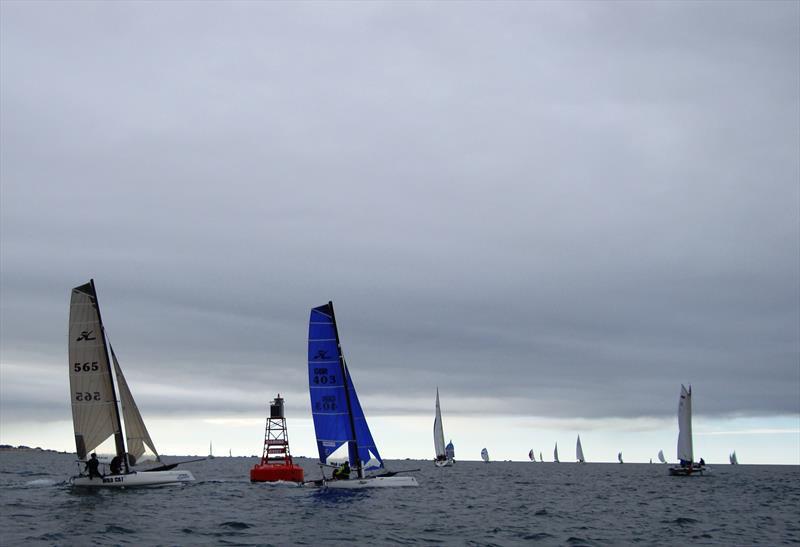 Hobie 565 and Smurf at the Diamond buoy, Violet Channel buoy bound during the Rossborough Round the Island Race - photo © Andy Broadhurst