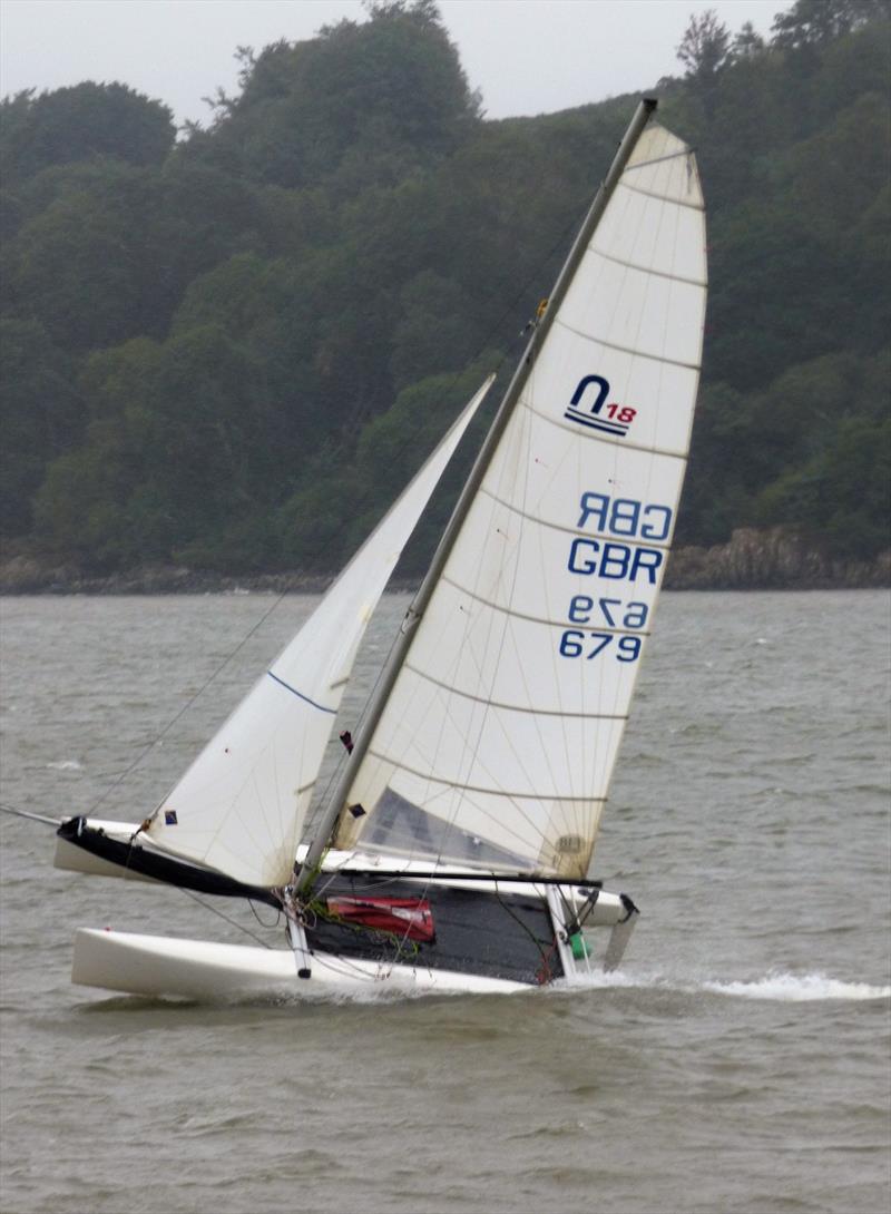 Scott & Nicola McColm having a bit of a moment in the F18 cat during Solway YC Kippford Week photo copyright Becky Davison taken at Solway Yacht Club and featuring the Formula 18 class