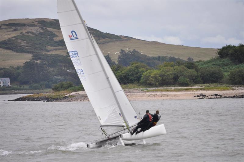 Father and daughter, Scott and Nicola McColm flying a hull in their F18 cat during Solway YC Kippford Week - photo © Jane Gascoigne