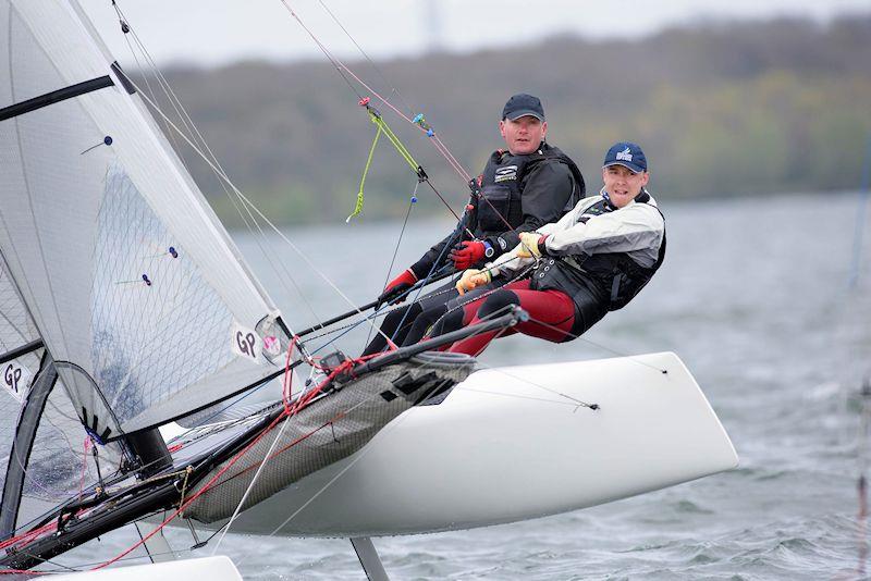 Jon Sweet and Ed Connellan won the Fast Cat fleet overall in the Restart Series in their Formula 18 photo copyright Paul Sanwell / OPP taken at Grafham Water Sailing Club and featuring the Formula 18 class