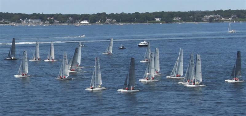 36 F18s start off Newport - New England 100 photo copyright Nick Woviotis taken at Sail Newport and featuring the Formula 18 class