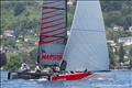 MARWIN Sailing Team takes line honours in the Zurich to Rapperswil race after being christened by former Miss Switzerland Jenny Ann Gerber © Juerg Kaufmann / www.juergkjaufmann;.com