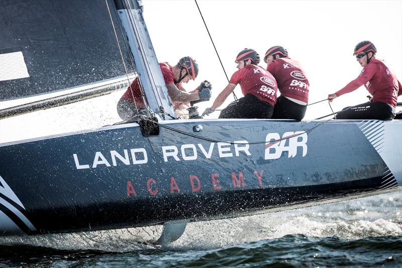 Land Rover BAR Academy in action on the final day at Extreme Sailing Series™ Act 7, Lisbon photo copyright Lloyd Images taken at  and featuring the GC32 class