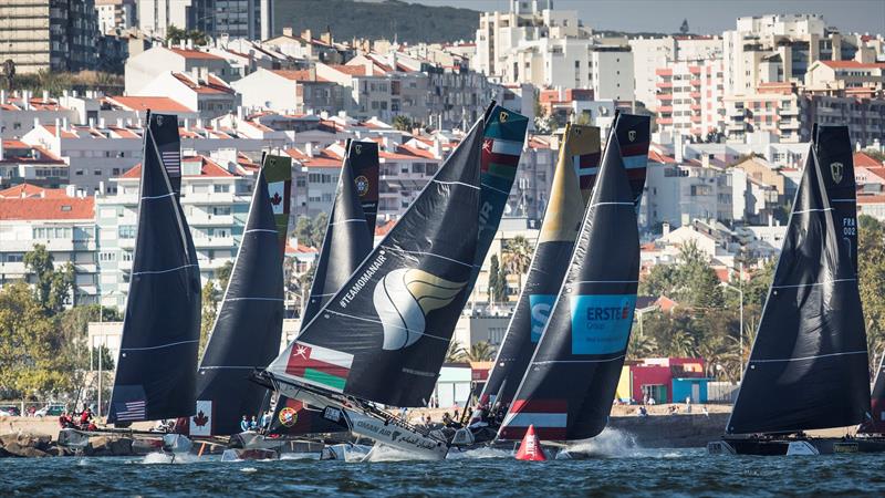 Six races in the Lisbon Stadium on the final day of Extreme Sailing Series™ Act 7, Lisbon photo copyright Lloyd Images taken at  and featuring the GC32 class