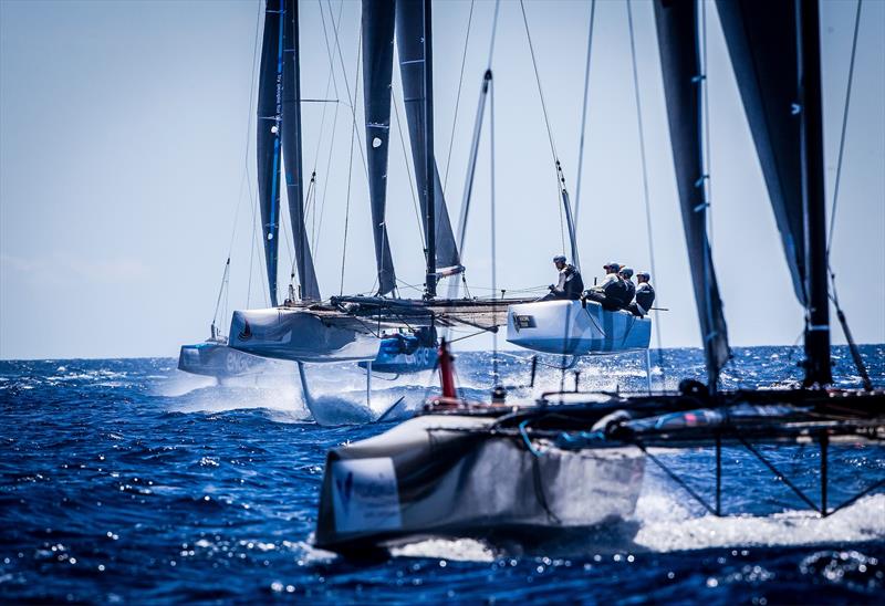 Full on foiling conditions on the final day of the GC32 Villasimius Cup photo copyright Jesus Renedo / GC32 Racing Tour taken at  and featuring the GC32 class