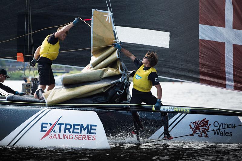 Extreme Sailing Series™ Act 6, Cardiff day 1 photo copyright Vincent Curutchet taken at  and featuring the GC32 class