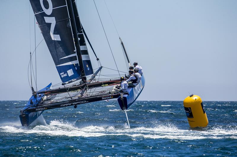 Franck Cammas' NORAUTO powered by Team France scored two more bullets on day 3 of the GC32 Lagos Cup 2018 photo copyright Jesus Renedo / GC32 Racing Tour taken at  and featuring the GC32 class