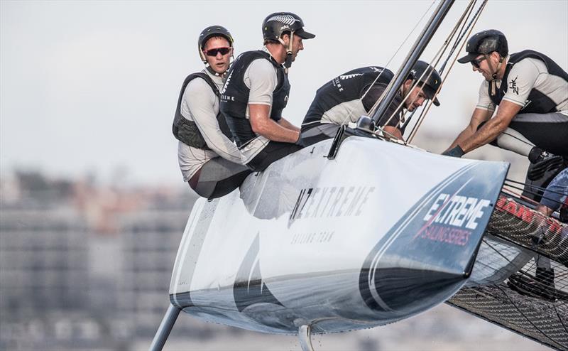 Emirates Team New Zealand America's Cup champion Josh Junior was able to keep NZ Extreme Sailing Team ahead of Land Rover BAR Academy. - photo © Lloyd Images