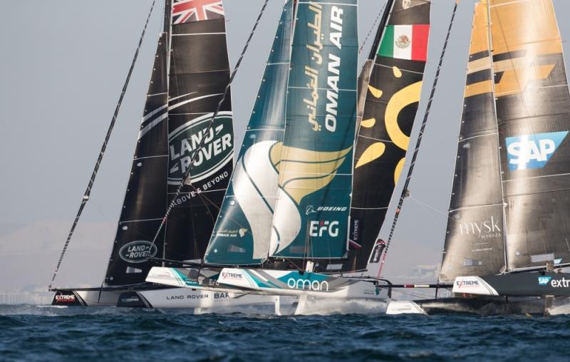 Extreme Sailing Series - Racing on day three in Muscat, Oman photo copyright Lloyd Images taken at Oman Sail and featuring the GC32 class