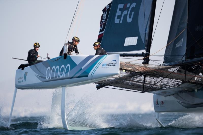 Extreme Sailing Series - Racing on day three in Muscat, Oman photo copyright Lloyd Images taken at Oman Sail and featuring the GC32 class