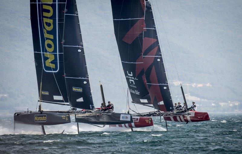 Franck Cammas' Norauto won in Lake Garda in 2016 photo copyright Jesus Renedo / GC32 Racing Tour taken at  and featuring the GC32 class