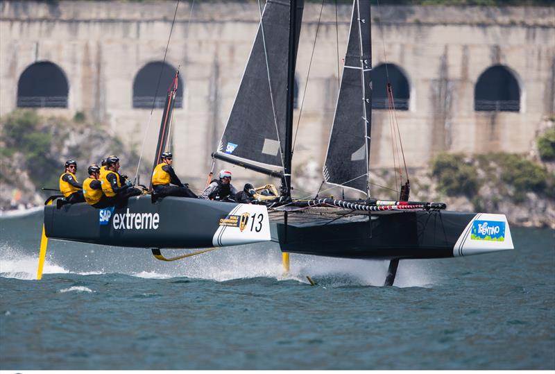 SAP Extreme Sailing Team scored three bullets on day 3 of the GC32 World Championship at Garda photo copyright Pedro Martinez / GC32 World Championship taken at Fraglia Vela Riva and featuring the GC32 class