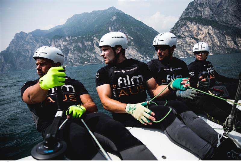 On board with Simon Delzoppo's .film Racing on day 3 of the GC32 World Championship at Garda photo copyright Pedro Martinez / GC32 World Championship taken at Fraglia Vela Riva and featuring the GC32 class