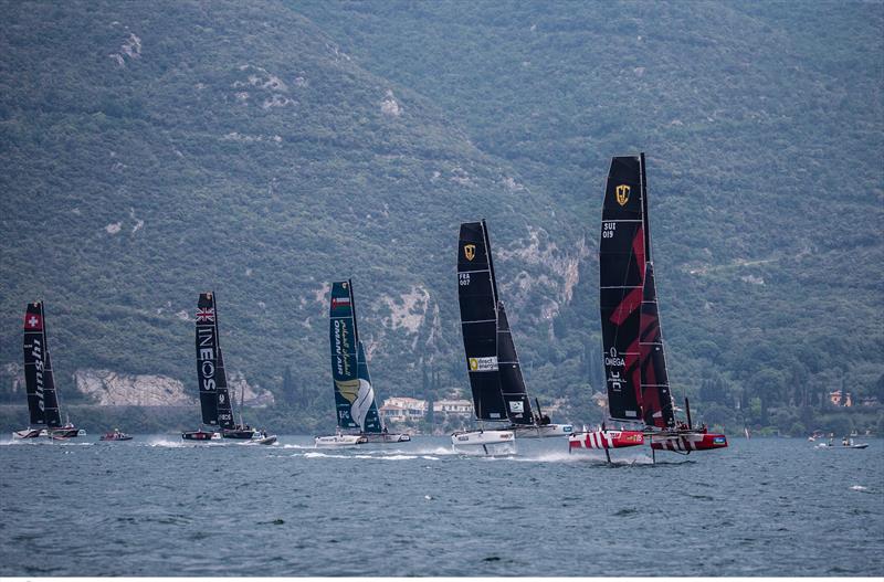 The thirteen strong GC32 fleet enjoyed more varied conditions on day 3 of the GC32 World Championship at Garda - photo © Pedro Martinez / GC32 World Championship