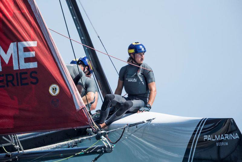 Florian Trittel onboard the GC32 - Extreme Sailing Series Barcelona 2017 photo copyright Lloyd Images taken at  and featuring the GC32 class