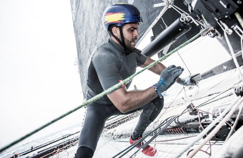 Spanish Impulse crew Kevin Cabrera in action - Extreme Sailing Series Barcelona 2017 photo copyright Lloyd Images taken at  and featuring the GC32 class