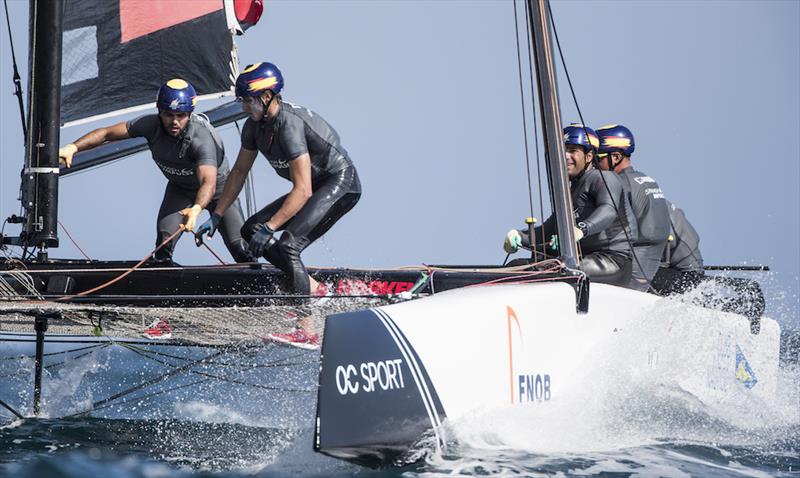 Spanish Impulse on day 1 of Extreme Sailing Series Act 3, Barcelona photo copyright Lloyd Images taken at  and featuring the GC32 class