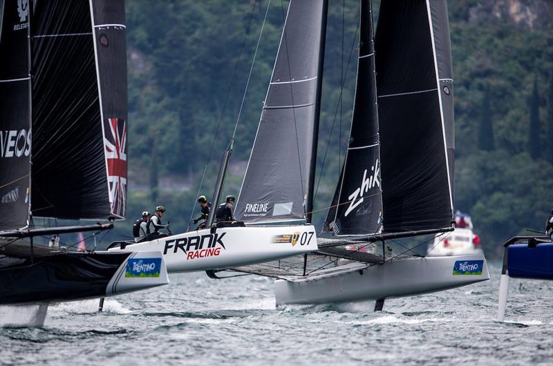 Frank Racing to leeward of INEOS Rebels UK - 2018 GC32 World Championship, Lake Garda, Italy - photo © Pedro Martinez / GC32 World Championship