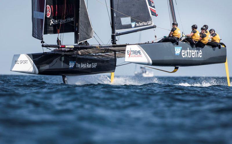 Extreme Sailing Series Act 3, Barcelona 2018 - Day 2 - SAP Extreme Sailing Team photo copyright Lloyd Images taken at  and featuring the GC32 class