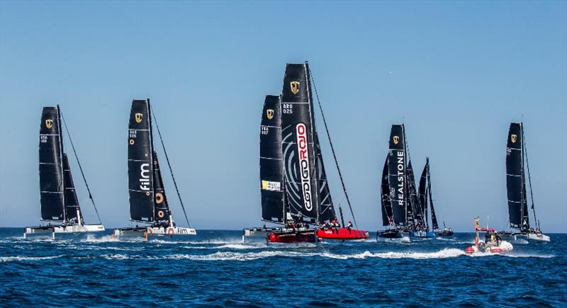 Reaching start for the eight-strong GC32 Racing Tour fleet photo copyright Jesus Renedo / GC32 Racing Tour taken at Real Club Náutico de Palma and featuring the GC32 class