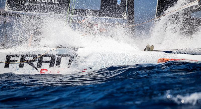 Frank Racing takes a plunge on day 2 of the GC32 Racing Tour at the 37 Copa del Rey MAPFRE photo copyright Sailing Energy / GC32 Racing Tour taken at Real Club Náutico de Palma and featuring the GC32 class