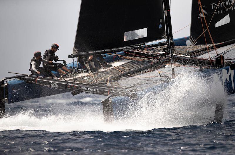 The stand-out starter was Realteam, skippered at this event by Arnaud Psarofaghis (on loan from Alinghi) on day 1 of the GC32 Villasimius Cup - photo © Sailing Energy / GC32 Racing Tour