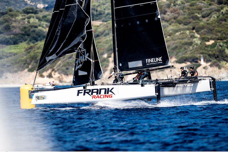 Simon Hull's New Zealand team on Frank Racing won the third race on day 2 of the GC32 Villasimius Cup photo copyright Sailing Energy / GC32 Racing Tour taken at  and featuring the GC32 class