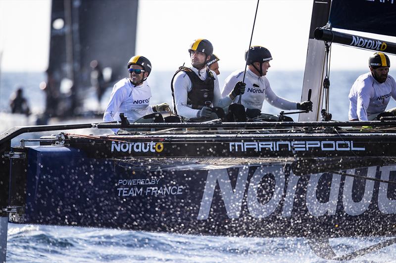 Franck Cammas' NORAUTO powered by Team France holds a four point lead going into the final day of the GC32 Villasimius Cup.  - photo © Sailing Energy / GC32 Racing Tour