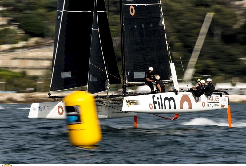 Simon Delzoppo's .film Racing was the stand-out winner of today's final race on day 2 of the GC32 TPM Med Cup - photo © Sailing Energy / GC32 Racing Tour