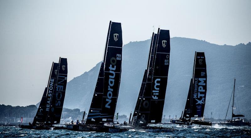There were upwind starts again today due to the narrowness of the Rade de Toulon race area on day 3 of the GC32 TPM Med Cup - photo © Sailing Energy / GC32 Racing Tour