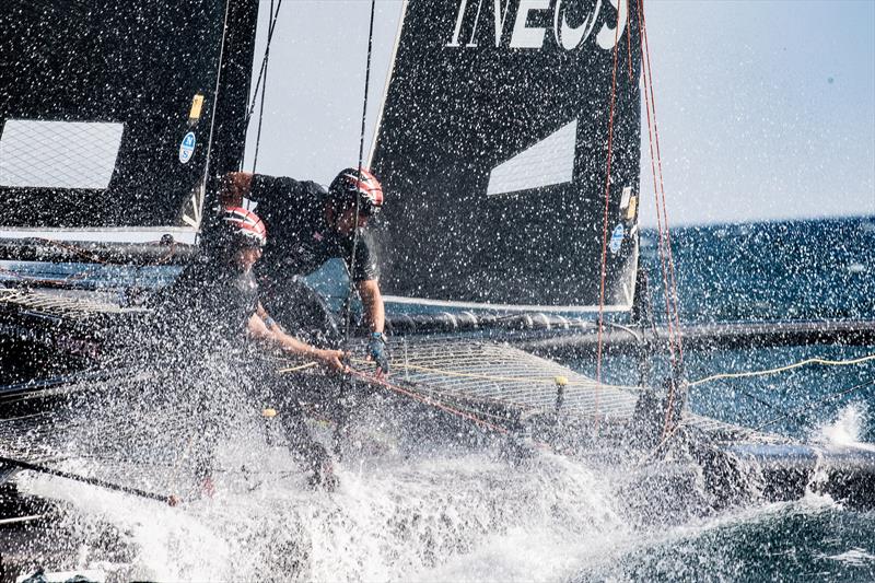 INEOS Team UK racing during the GC32 TPM Med Cup photo copyright Harry KH / INEOS Team UK taken at  and featuring the GC32 class